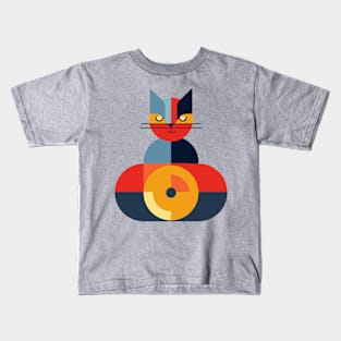 Mid Century Geo Cat Kids T-Shirt